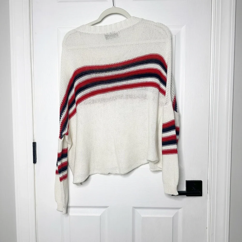 Wooden Ships Paola Buendia Striped Knit Sweater Cream Red Blue Nautical‎